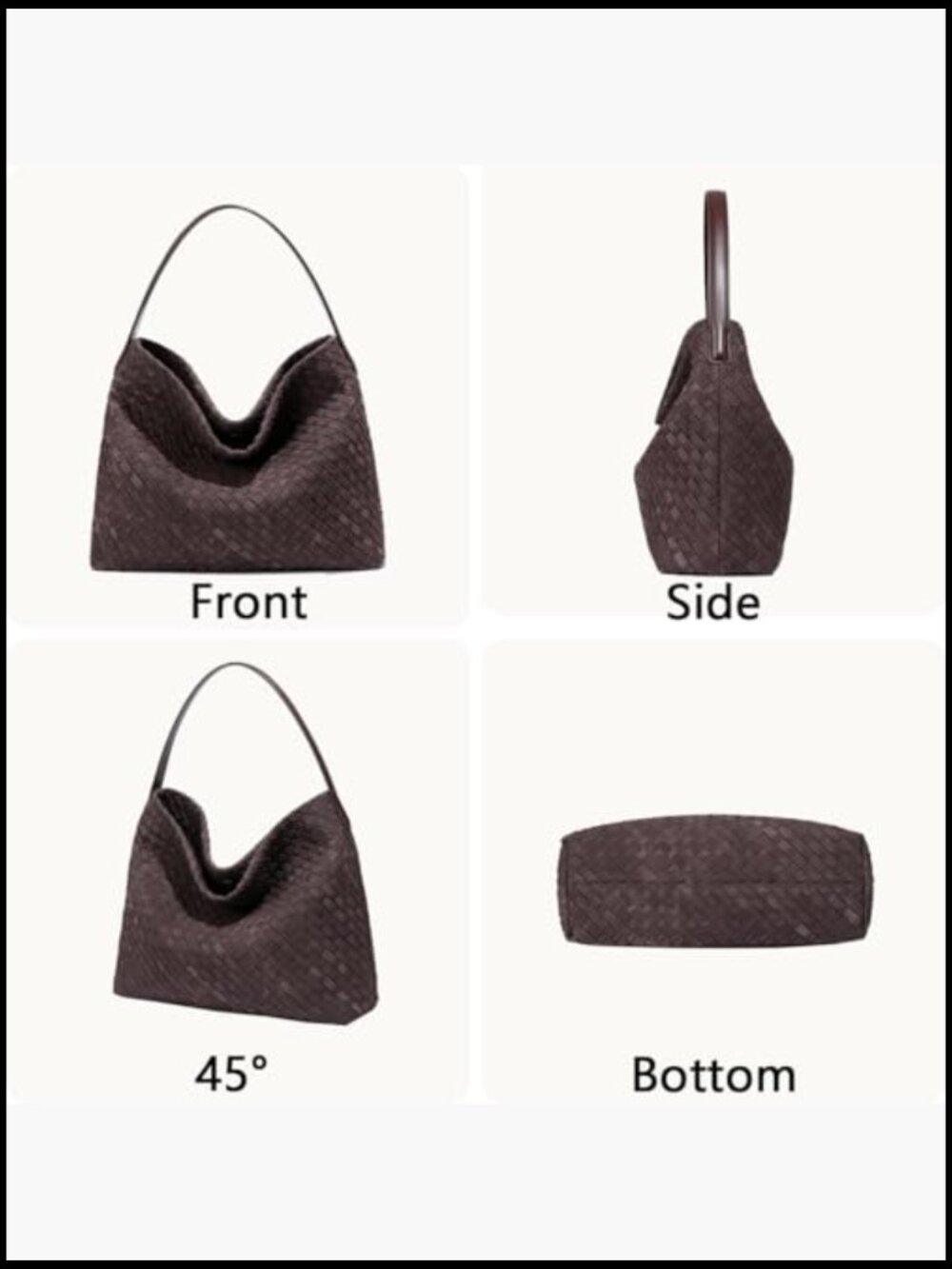Braided Suede Tote Slouchy Shoulder Bag Elegant Retro Crescent Satchel Purse - Picture 4 of 6